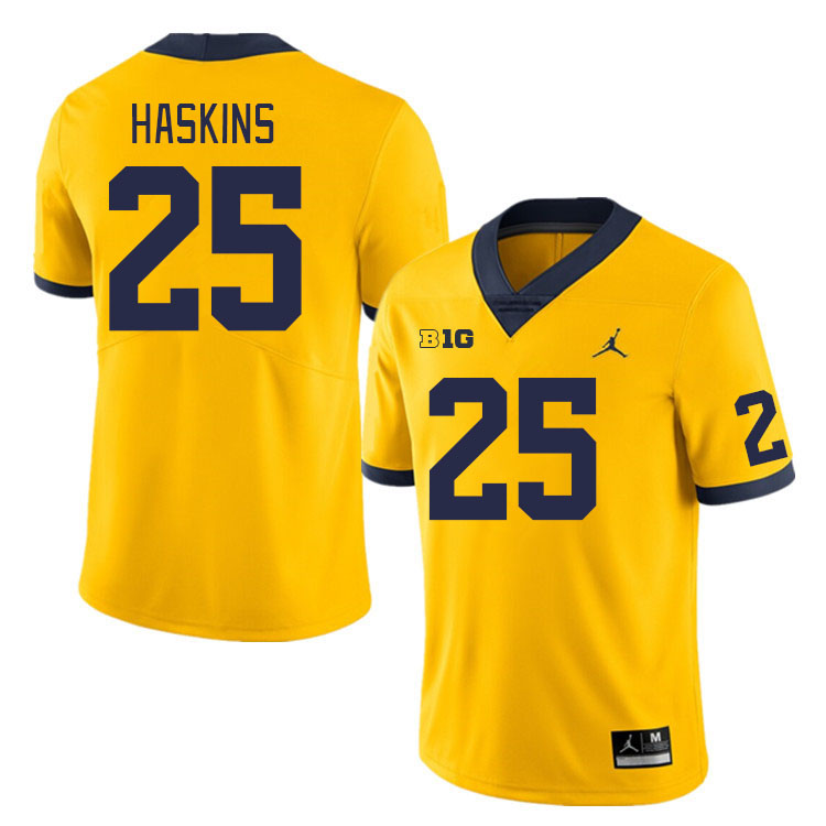 Michigan Wolverines #25 Hassan Haskins College Football Jerseys Stitched Sale-Maize